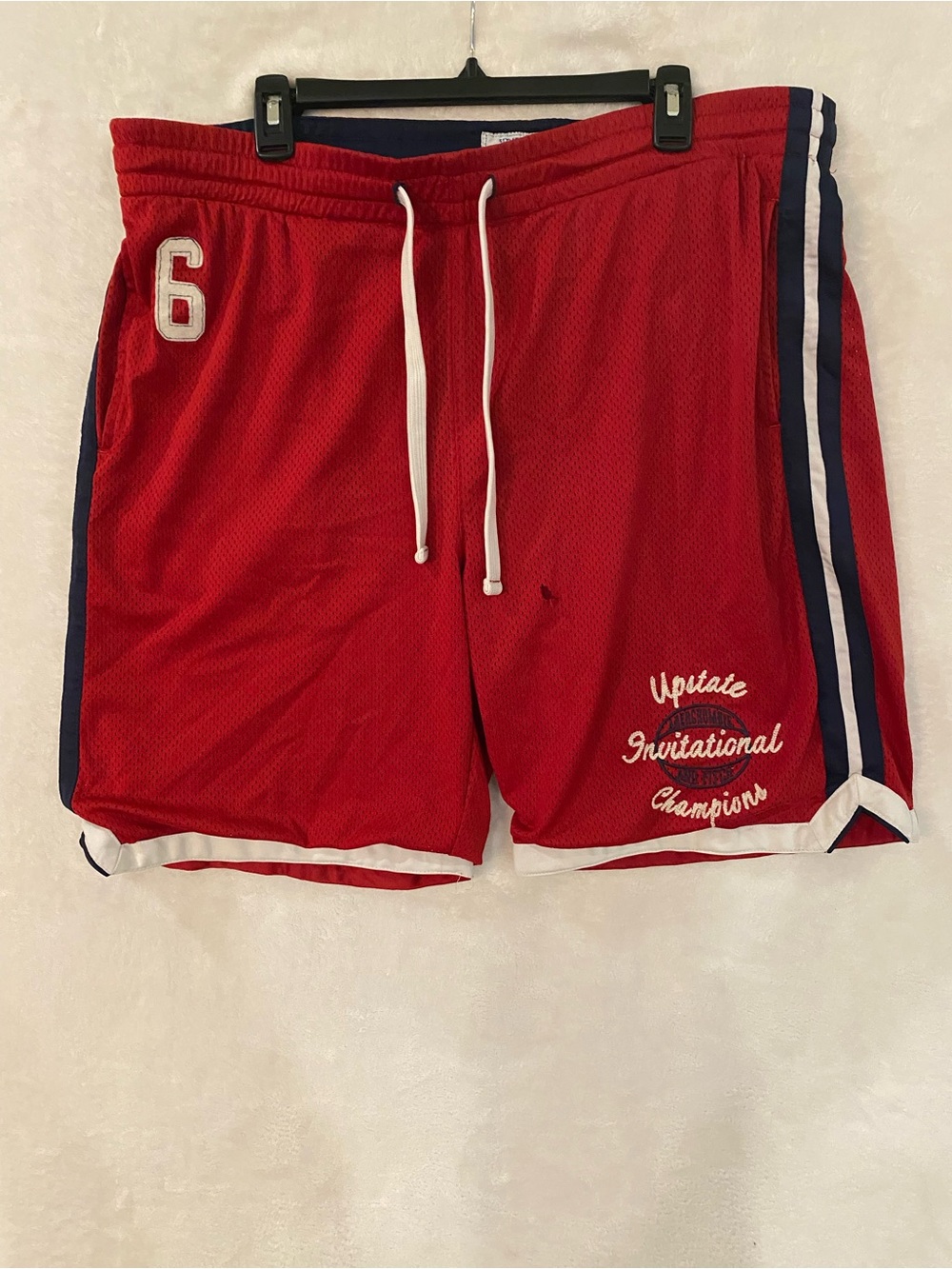 Abercrombie & Fitch Red Athletic Shorts with Navy & White Trim - Picture 2 of 6